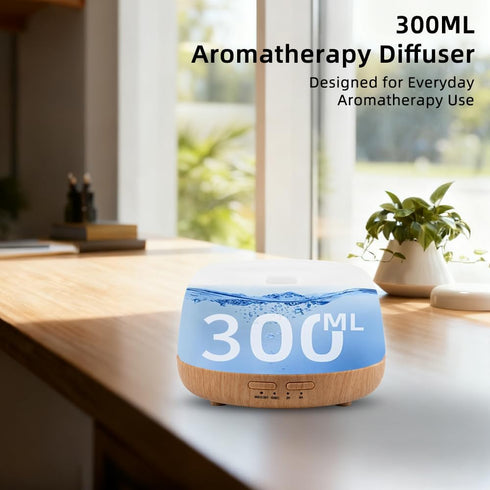 KIMWUVI 300ML 7 4 Essential Oil Aromatherapy Diffuser with Remote Control - Quiet Ultrasonic Cool Mist, Color LED