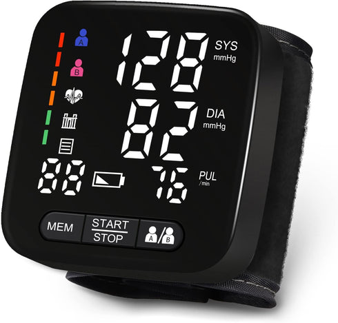 Tovendor Wrist Blood Pressure Monitor - Home Automatic Cuff with 2 AAA Battery & Portable Carrying Case, 2 * 90 Reading