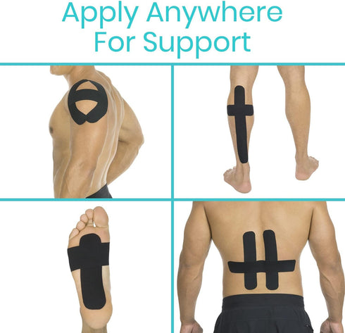 Vive Kinesiology Tape (16.4 Feet) - Therapeutic Athletic Support Tape for Muscle and Joint Recovery, Waterproof