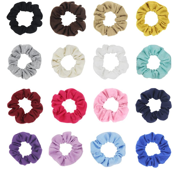 SUSULU Pack of 16pcs Cotton Hair Scrunchies, Solid Color Ponytail Holders for Women Accessories