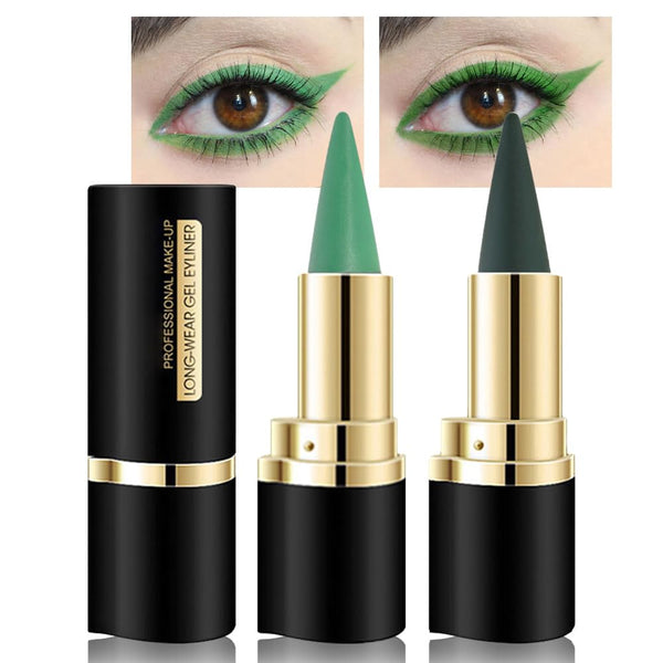 Kaely 2Pcs Light Dark Green Gel Eyeliner Pencils Set - Waterproof Colored Eye Liner Crayon for Gothic Makeup