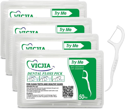 Tooth Floss Picks, Unflavored Dental Floss for Teeth, 200 Count Floss Sticks for Car and Home