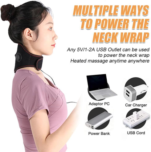 Portable Heating Pad for Neck with Massager, 3 Adjustable Temperatures & 4 Massage Modes for Pain Relief
