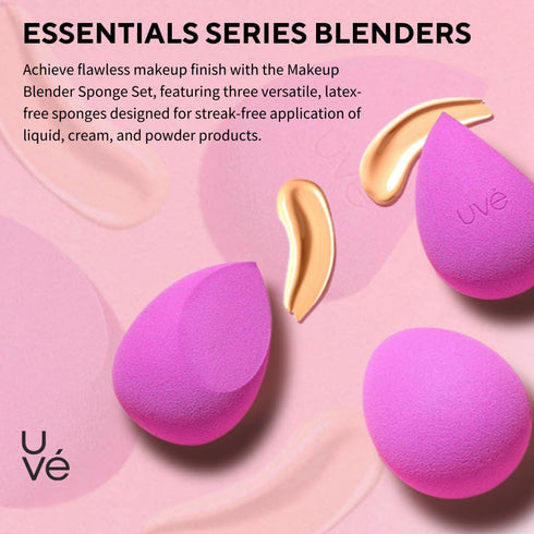 Makeup Blender Sponge Set, Pack of 3, Streak Free Application for Liquid, Powder & Cream Foundation