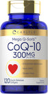 Carlyle CoQ10 300mg | 120 Softgels | Non-GMO, Gluten Free | Mega Q-Sorb Coenzyme Q-10 with Black Pepper Extract