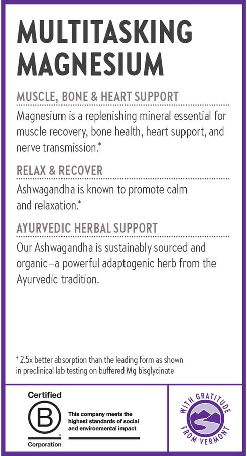 New Chapter Magnesium + Ashwagandha Supplement - 325 mg with Magnesium Glycinate for Muscle Recovery and Relaxation (90