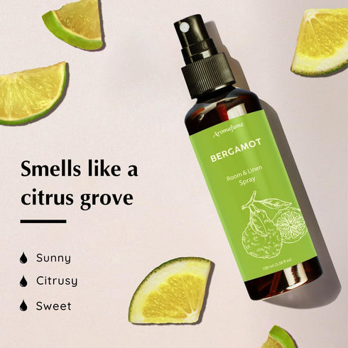 Bergamot Room, Linen & Pillow Spray by Aromafume, 100ml/3.38 fl oz, Aromatherapy Spray for Relaxation