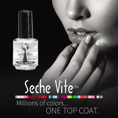 Seche Vite Dry Fast Top Coat Nail Polish, Quick Dry, Clear, 0.5 fl oz