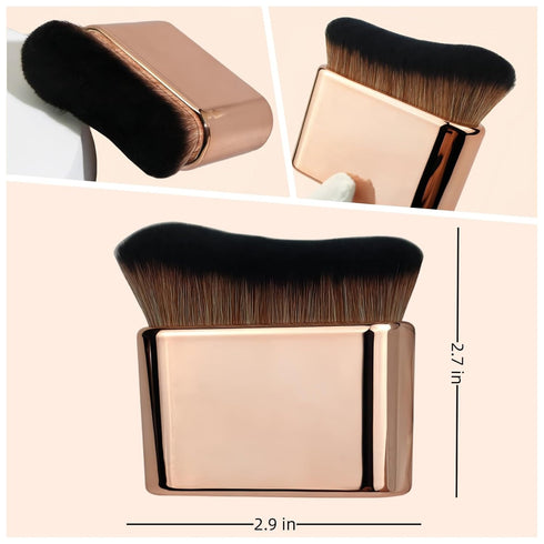 Professional Kabuki Foundation Brush,Makeup Brush, Self Tanner Brush,Self Tanning brush,Foundation Makeup Brush Cream Powder Liquid,Face Neck Body Leg Tanning Makeup (Pink Gold)