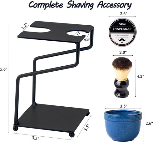 Shaving Brush and Bowl Kit, Straight Razor Shaving Set with Cup, Brush, Razor Stand, and Soap