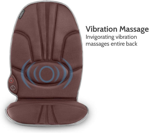 Homedics Portable Back Massage Cushion, Heated Vibrating Pad, Multi-Speed, Soft Fabric, Lumbar & Shoulder Kneading