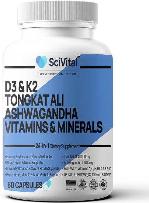 Ashwagandha 10000mg, Tongkat Ali 40000mg Supplement, 60 Count for Men's Health