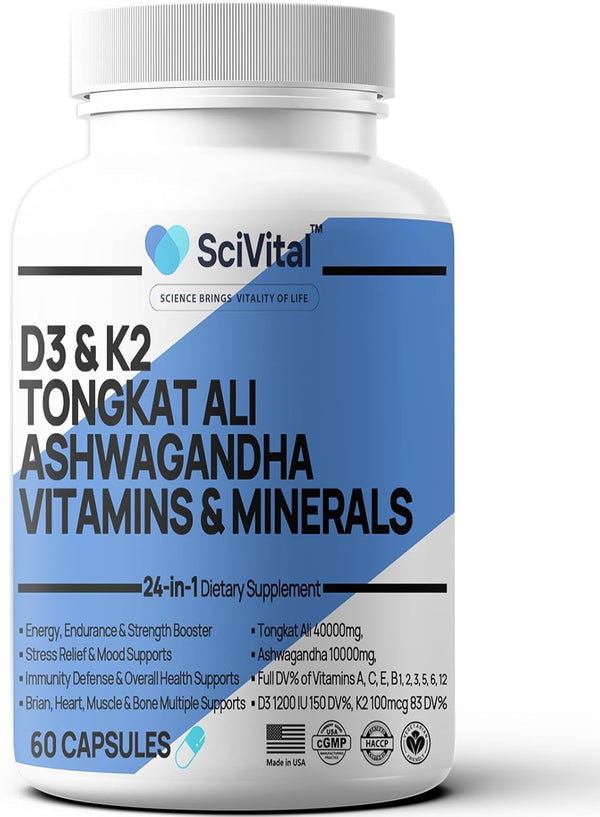 Ashwagandha 10000mg, Tongkat Ali 40000mg Supplement, 60 Count for Men's Health
