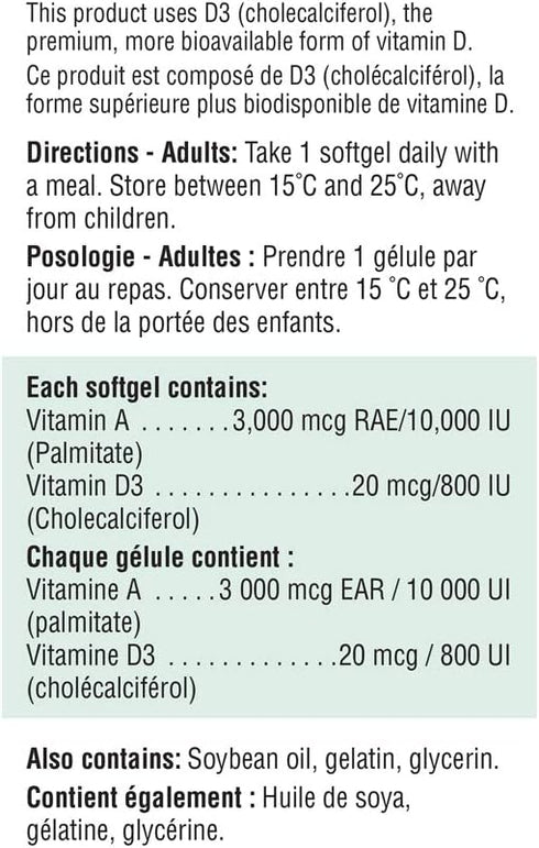 Jamieson Vitamin A & D Fortified, 100 Softgels