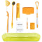 Portable Orthodontic Oral Care Kit for Braces - Interdental Brush, Dental Wax, Floss, Toothbrush Cleaning Kit (Orange)