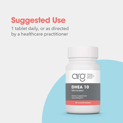 Allergy Research Group DHEA for Men & Women - Micronized Dehydroepiandrosterone Supplement, 10mg, Low Dose, Soy-Free,