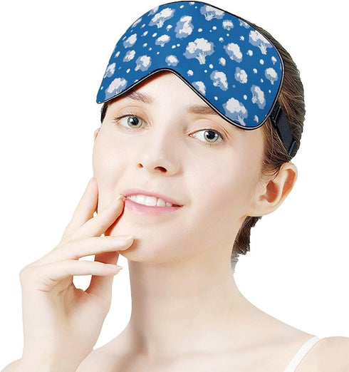 Sleeping Mask for Men & Women,Broccoli Clouds Blue Block-Out Eye Mask for Sleep with Adjustable Strap, Night Eye Cover
