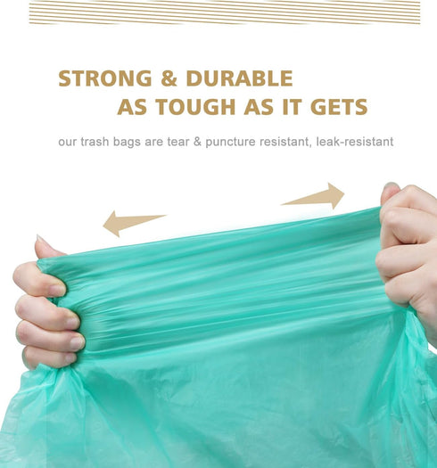 AYOTEE Small Trash Bags, 2 Gallon Drawstring Compostable Trash Bags, 50 Count Green Bathroom Waste Basket Liners