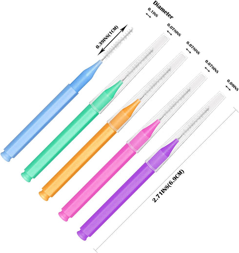 EasyHonor Braces Brush, Cleaner Interdental Brush Toothpick, Dental Flossing Head, 5 Colors, 50pcs