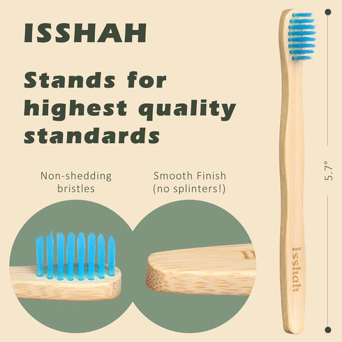 Pack 4 Isshah Kids Bamboo Toothbrushes Biodegradable Handle BPA Free Eco Friendly Children Size