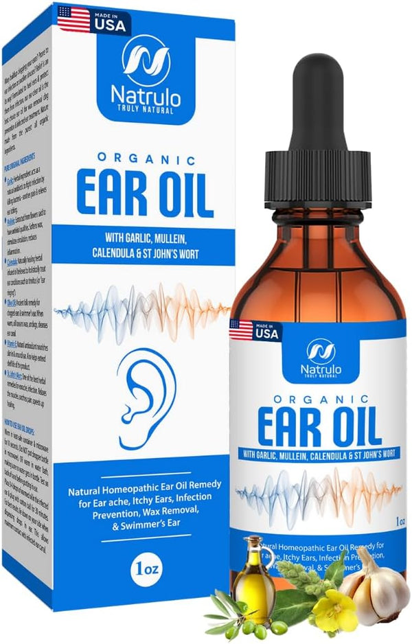 Organic Ear Oil for Ear Infection, Natural Eardrops for Earache Prevention, Kids, Adults, Baby, Dog Remedy
