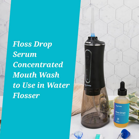 Concentrated Floss Drop Serum - 2oz Mouth Wash for Water Flosser, Natural Essentials for Good Breath, Organic Drop