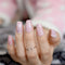 Shiny Pink Marble Artificial Nails, Square Medium Size Fake Pre-designed Nail Art Kit for Women