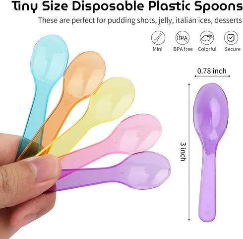 3 Inch Tiny Mini Tasting Spoons, Colored Disposables, Mini Sampling Spoon for Desserts, Ice Cream (30 PCS)
