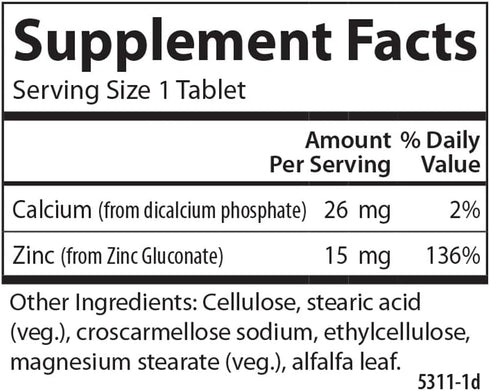 Carlson Zinc Supplement 100 Tablets, 15 mg Zinc Gluconate, Immune Support & Skin Health, Antioxidant