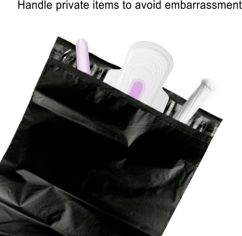 Sanitary Napkin Disposal Bags, 200 Pcs Self-Sealing Feminine Hygiene Bags for Privacy Protection, Black