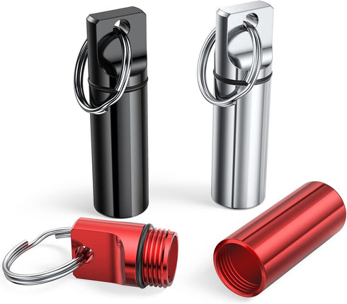 Small Portable Pill Box Keychain (3 Pack) - Aluminium Alloy Mini Pill Organizer Case for Outdoor Camping Travel