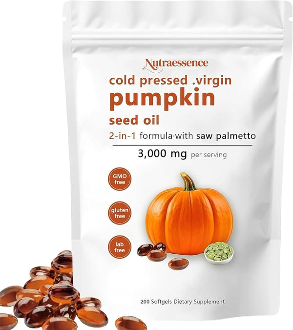 savari Nutra essence Pumpkin Seed Oil with Saw Palmetto,200 Softgels | Cold Pressed,