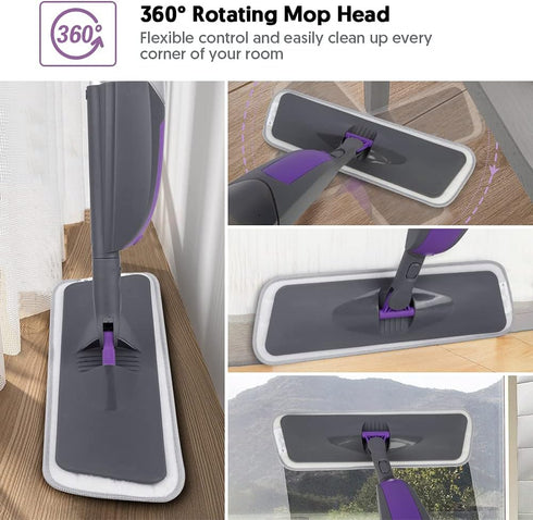 HOMSIER Spray Mop for Floor Cleaning - Microfiber Wet Dry Flat Mop with 550ML Refillable Bottle and 3 Washable Pads