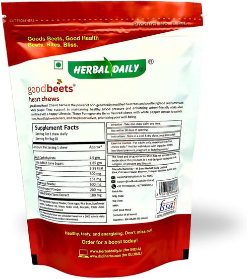 GoodBeets Soft Chews, Grape Seed Extract & Non-GMO Beet Powder for Circulation, Blood Pressure & Energy - 60 Count