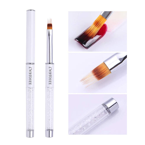 LWBTOSEE 2pc Nail Ombre Brush for Nail Art Painting, UV Gel Polish Gradient Color, Black & White