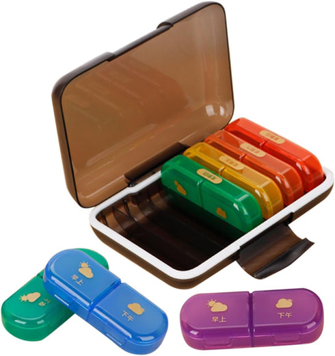 Portable Weekly Pill Organizer Travel Case Compact Outdoor Medicine Holder for Daily