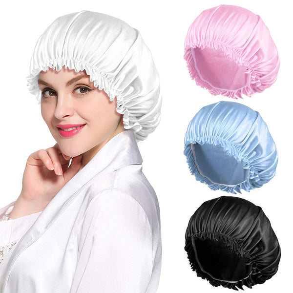 ROYBENS 4PCS Satin Bonnets for Women, Silk Sleep Cap for Curly Hair and Braids