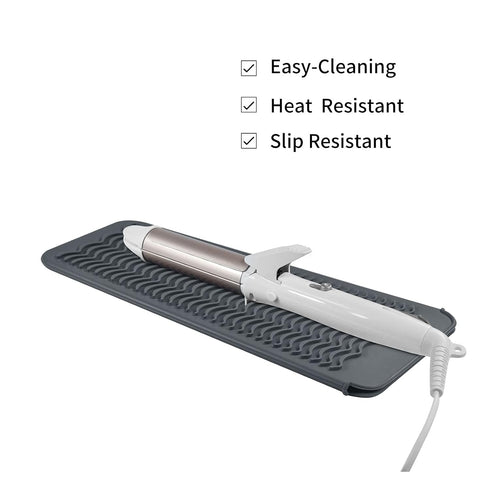 Silicone Heat Resistant Mat, 11 x 5 Inch, Grey, 1 Pack for Hair Iron