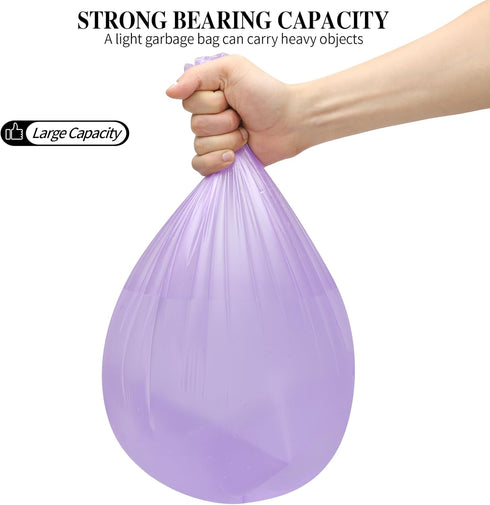 60pcs 4 Gallon Small Strong Trash Bags, Purple Garbage Bags for Office, Home, Bedroom