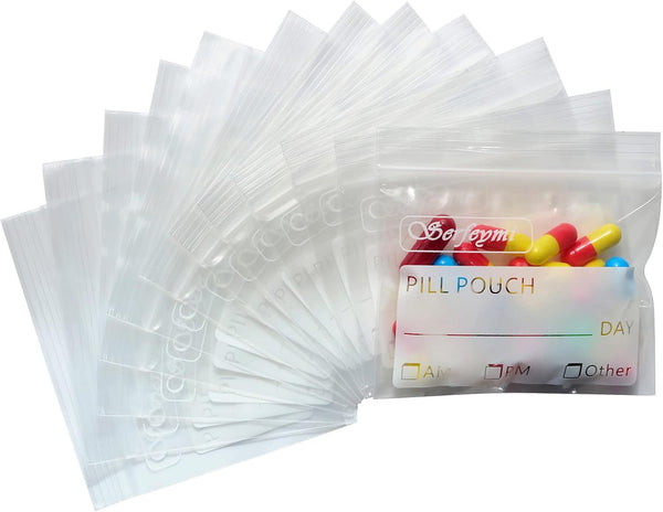 Serfeymi Pill Bags for Travel Pill Pouch Organizer Pack of 400 BPA