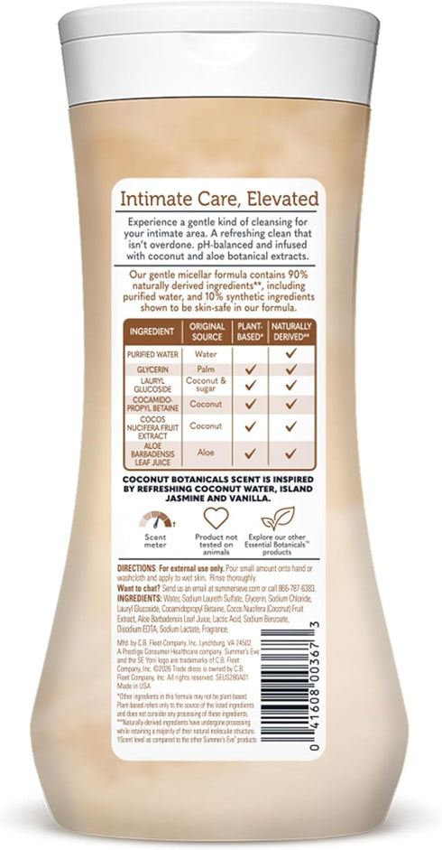 Summers 15 oz Eve Essential Botanicals Daily Feminine Wash, Coconut Aloe, Gentle pH-Balanced Body Wash for Women