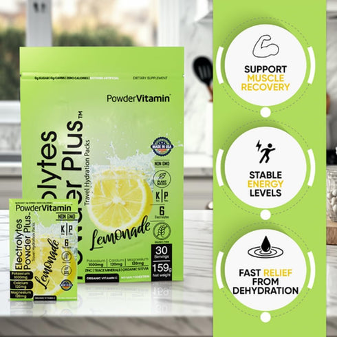 Electrolytes Powder Plus, Keto Lemonade - Zero Sugar, 1000mg Potassium, 120mg Calcium, 120mg Magnesium - 30 Packets