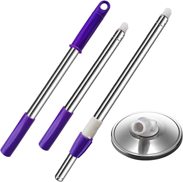 Extended Spin Mop Replacement Handle, Upgraded 60-inch 360 Degrees Rotating Telescopic Mop Stick for Cleaning System