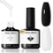 modelones Gel Nail Polish Set, 2 Pcs 15ml Pure Black and White Soak Off LED UV Gel Polish Kit for Women