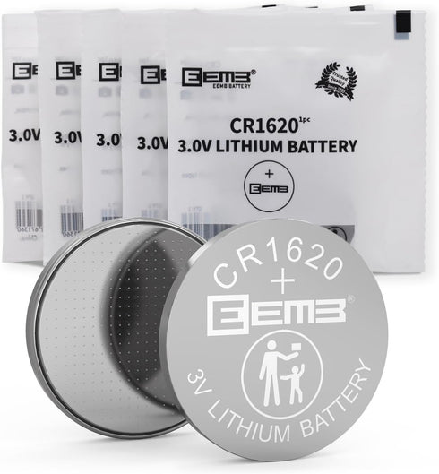 EEMB CR1620 3V Lithium Battery 5-Pack - 70mAh Button Coin Cell Batteries for Watch, Key Fob, Calculator, Mobile Game,