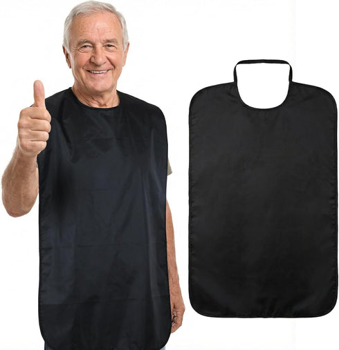 Qulkws Adult Bibs for Eating Double Layer Waterproof Reusable Clothing Protector Washable Stretchable