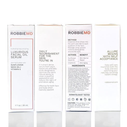 Luxurious Facial Oil Serum, Cold Pressed Organic Sunflower Oil and Vitamin E for Deep Hydration (1 oz / 30 ml)