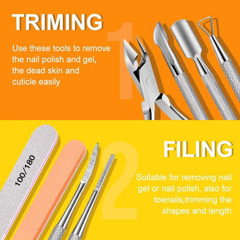 Nail File and Buffer, TsMADDTs Manicure and Pedicure Tool Kit with Nail Files, Buffers, Cuticle Pusher, 13pc