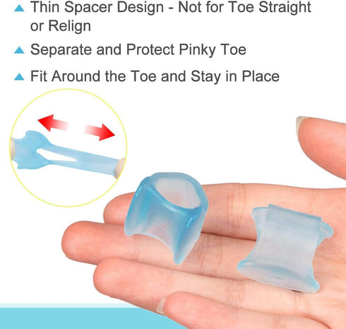 Povihome Gel Toe Separator, Pinky Toe Spacers for Overlapping Toe, Little Toe Cushions (12 Pack)