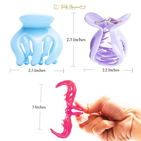 RC ROCHE ORNAMENT 6 Pcs Womens Pumpkin Hair Claw Clips, Interlocking Teeth, No Slip Grip, Large Pastel Multicolor